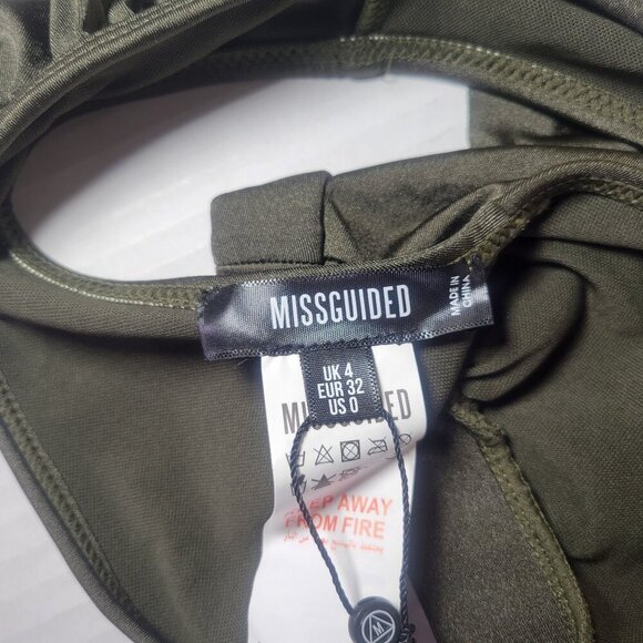 Missguided Olive Green Ruffle Trim Bikini Top Swimwear Beachwear Size US 0 - Picture 5 of 6